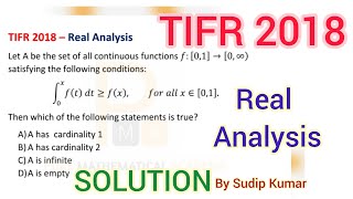 TIFR 2018 Maths Real Analysis Solution  TIFR 2018 Mathematics Complete Solution  QNo 07 Solution [upl. by Mccandless]