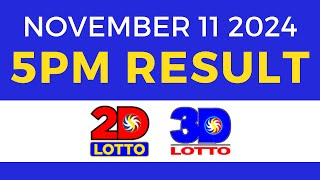 5pm Lotto Result Today November 11 2024  PCSO Swertres Ez2 [upl. by Siuqaj]