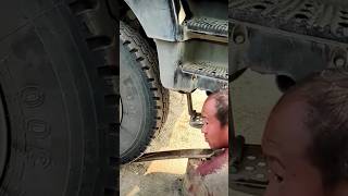 The process of fixing the truck at a height accessible for repairs [upl. by Kalila]