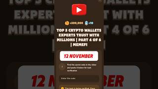 TOP 5 CRYPTO WALLETS EXPERTS TRUST WITH MILLIONS  PART 4 OF 6  MEMEFI memefi code [upl. by Materi]