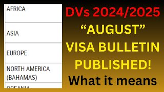 DV2024DV2025 quotAugustquot VISA BULLETIN what it means [upl. by Ffirahs]