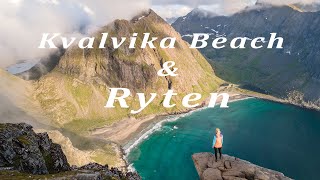 DAY 4445  NORWAY  LOFOTEN  KVALVIKA BEACH  RYTEN 100 DAYS OF HIKING [upl. by Inaleon]