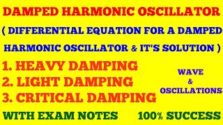 DAMPED HARMONIC OSCILLATOR  HIGHLY DAMPED CRITICALLY DAMPED LIGHTLY DAMPED  WITH EXAM NOTES [upl. by Agnese137]