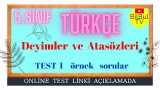 5 Sınıf Türkçe Deyimler ve Atasözleri örnek sorular  test 1 [upl. by Goraud135]