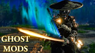 Ghost Of Tsushima Pc Mods  Ghost Armor Black Gold amp Fire Katana Slash  Combat SHOWCASE [upl. by Saqaw]