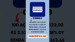 ✅️100 AÇÕES DA COPASA CSMG3 QUANTO RENDEM💰 investimentos ações dividendos copasa csmg3 shorts [upl. by Traci575]