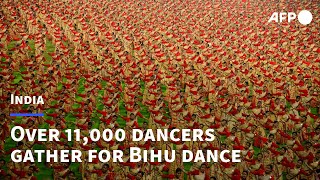 Over 11000 dancers gather for the largest Bihu dance performance  AFP [upl. by Idnor]