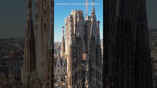 Stunning Aerial View of Sagrada Familia  Barcelona  Iconic Basilica From Above [upl. by Allak157]