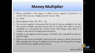 Money Multiplier amp High Powered Money Part 2 Theories of Money Supply Determination [upl. by Harol]