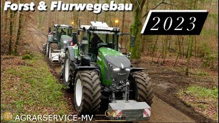 Forst amp Flurwegebau mit AgrarserviseMV 3 Fendt Traktoren im Einsatz Lohnauftrag Forstwege erneuern [upl. by Belldame]