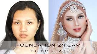 TUTORIAL DASARDASAR FOUNDATION MAKEUP  COR BETON 24 JAM TAHAN LONGSOR [upl. by Eseenaj740]