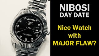 Nibosi Day Date Quartz Presidential Watch BLING unboxing amp quick review Nice watch with major flaw [upl. by Ainirtak]