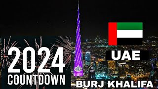 UAE Burj Khalifa 2024 New year Countdown Live  Dubai  GST Time Zone [upl. by Ahseki]