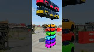 Mixed Color Buses amp Cars Fall Crash  BeamNGdrivebeamng shorts youtubeshorts [upl. by Astiram]