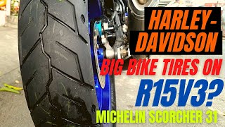 HARLEY DAVIDSON TIRE SA YAMAHA R15 ver 3  MAS MALAKING GULONG MAGANDA NGA BA [upl. by Eitsyrc]