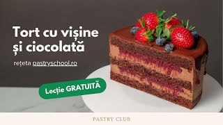 Rețetă de Tort Pădurea Neagră cu ciocolată și vișine  Irina Popovici instructor pastryschooro [upl. by Eilis]