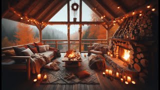 COMFY Autumn Porch Fireplace  Fall and Autumn Ambience  Relaxing Fire Ambience Sounds [upl. by Shalom]