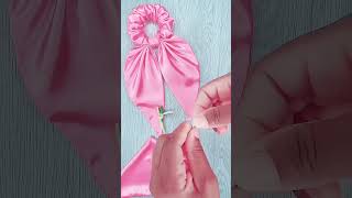 How to make a long tail scrunchie ✨youtubeshorts sew design smallbusiness sewing craft shorts [upl. by Hseyaj62]