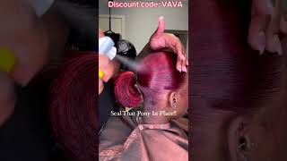 Slicking Genie Ponytail On Burgundy Natural Hair No Part No Swoop Bang Ftelfinhair fyp [upl. by Yraeg]