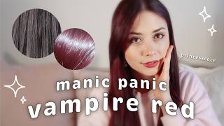 Dying my DARK BROWN hair RED 🍒  Manic Panic Amplified Vampire Red  No Bleach [upl. by Feerahs640]