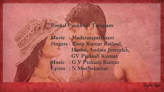 Pookal Pookum Tarunam  Madarasapattinam Lyrical Video [upl. by Allista]