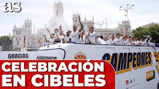 FIESTA COMPLETA CIBELES REAL MADRID CAMPEÓN LIGA  Show ANCEELOTTI BELLINGHAM VINICIUS [upl. by Clarine]