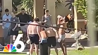 Disturbing video shows University of Miami fraternity allegedly hazing on campus [upl. by Ahsinel]