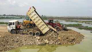 Good Machinery Powerful Bulldozer amp Wheel Loader Moving Dirt With Dump Truck Building Road [upl. by Darill]