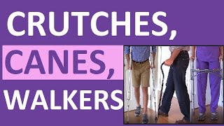 Crutches Canes and Walkers Nursing NCLEX Assistive Devices Review [upl. by Ymmak]