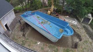 Fiberglass pool install timelapse part 1 [upl. by Aleira360]