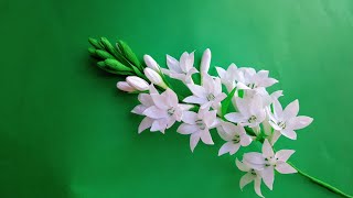 How to make Paper Flower Rajnigandha രജനിഗന്ധ Tuberose  Paper flower making Crepe Paper Flowers [upl. by Ethelstan800]