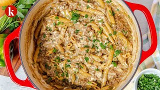 One Pot Philly Cheesesteak Pasta Recipe [upl. by Artenek889]