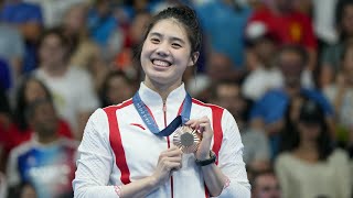 Chinas Zhang Yufei on winning womens 100m butterfly bronze at Paris 2024 Olympics｜张雨霏 [upl. by Asial]