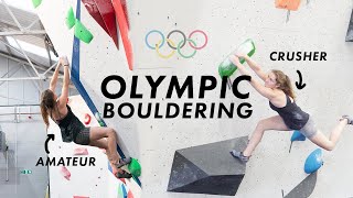 OLYMPIC BOULDERING competition  AVERAGE climber VS CRUSHER [upl. by Einahpet292]