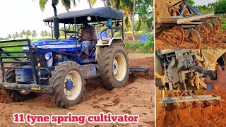 Farmtrac 6065 Supermaxx Lift ADDC performance  11 tyne spring cultivator  Agriculture India [upl. by Okimat]