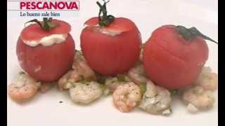 Tomates rellenos de gambas con salsa alioli [upl. by Aisirtap]