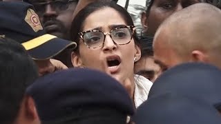 Angry Sonam Kapoor looses her cool at Sridevis Funeral HD video [upl. by Arbrab880]