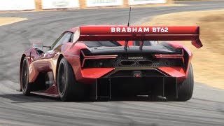 NEW Brabham BT62 Lovely V8 Sound 700hp 972kg trackonly toy at Goodwood FoS 2018 [upl. by Hanleigh]