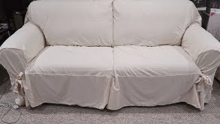 Sure Fit Sofa Slipcover Review Designer Twill Relaxed Fit Unboxing Setup [upl. by Eux]