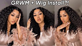 I TRIED A GLUELESS WIG  GRWM Ft QT Hair [upl. by Lebasy693]