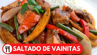 🇵🇪 SALTADO DE VAINITAS CON POLLO  RECETA PERUANA [upl. by Kwabena]