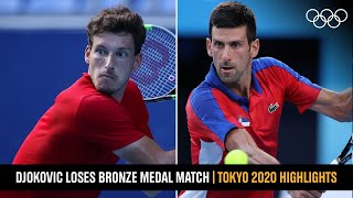 CarrenoBusta beats Djokovic 🎾  Tokyo2020 Highlights [upl. by Divan]