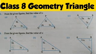 Class 8 Geometry Triangle Exercise  Geometry Class 8 Triangle  Find The Value of angles of x and y [upl. by Assertal]