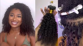 INSTALLING KINKY CURLY MICROLOOPITIP ON MY SHORT HAIR  YWIGS [upl. by Zoha639]