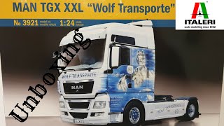 dermodellbauerswen plastikmodellbau italeri Italeri MAN TGX XXL quot Wolf Transportequot Unboxing [upl. by Jochbed]