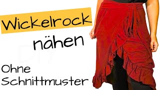 Nähen für Anfänger  Super einfachen Wickelrock nähen  ohne Schnittmuster [upl. by Dasteel450]