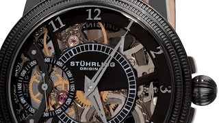 Stuhrling Original Mens 22833551 Symphony Saturnalia Brumalia Mechanical Skeleton Black Watch [upl. by Renner]