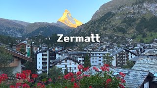 4K🇨🇭 Zermatt Magical Alpine Village in Switzerland 🏔️ Epic view of the golden Matterhorn🔭🚂 2023 [upl. by Odidnac686]