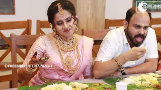 എനിക്ക് വാരി തന്നിട്ട് വൈറൽ ആകണ്ട l RAKKUYIL SERIAL DEVIKA NAMBIAR WEDDING RECEPTION FINALPART VIDEO [upl. by Stronski180]