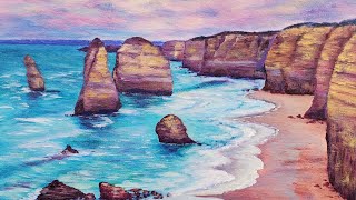 Australian Coastline Seascape Acrylic Painting LIVE Tutorial [upl. by Geminius]